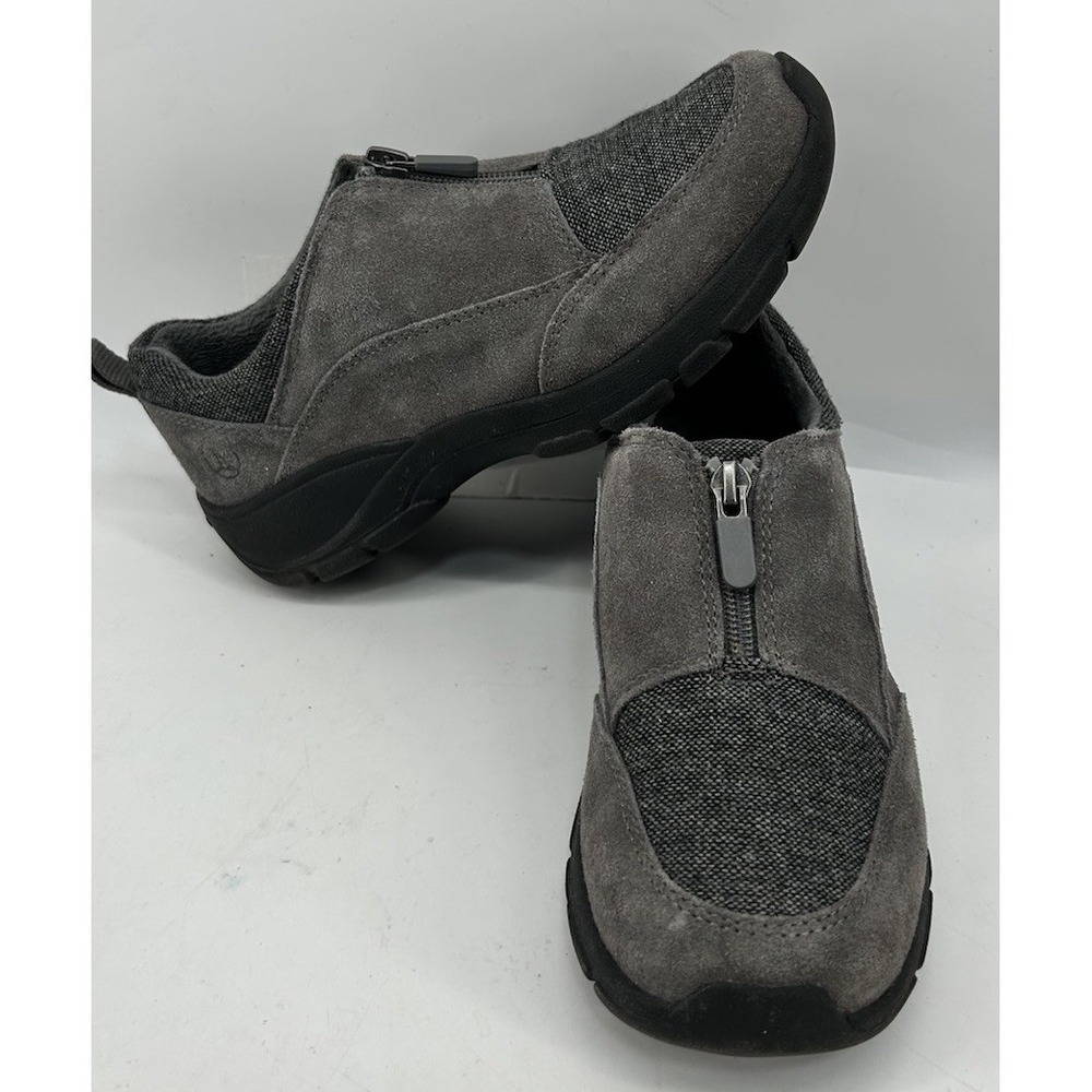 Lands End All Weather Insulated Suede‎ Leather Zip Moc Shoes Gray Women's 6B